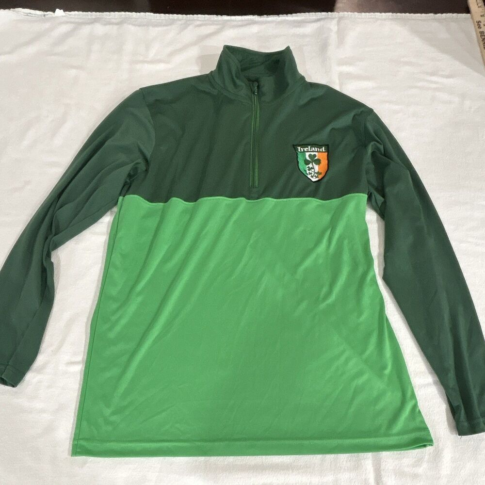 LFR Men's S Green 1/4 Zip Breathable Long Sleeve Mock Neck Ireland Shamrock 0195